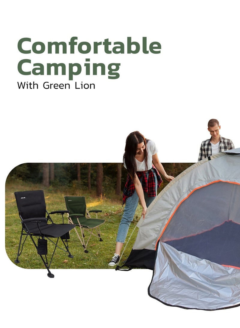 جرين ليون كرسي تخييم محمول، كرسي قابل للطي متعدد الاستخدامات مع حقيبة حمل وجيب لحمل الزجاجة، كرسي قابل للطي للصيد، الشاطئ والسفر، إطار فولاذي متين، قماش أكسفورد، خفيف الوزن، سهل الحمل للأنشطة الخارجية، النزهات، والمشي. - Image 4